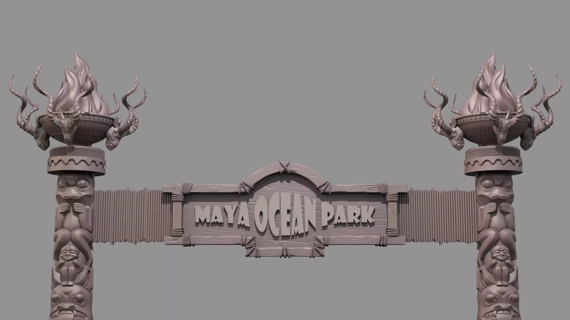 Amusement park gate 3D model_1