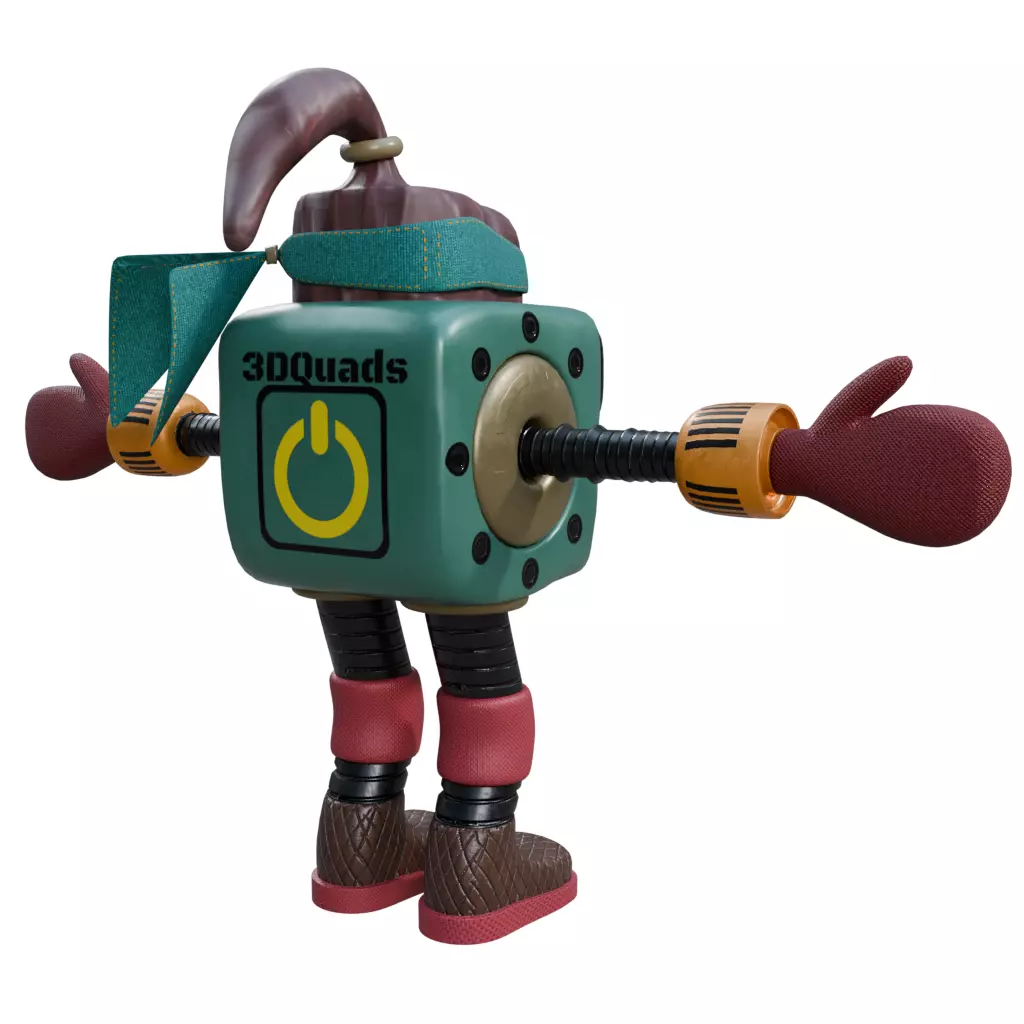 Cube Head Robot Low-poly 3D model_4