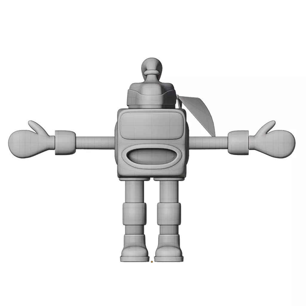 Cube Head Robot Low-poly 3D model_5