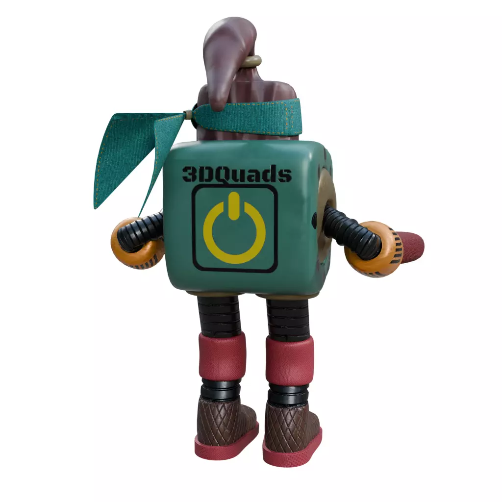 Cube Head Robot Low-poly 3D model_8