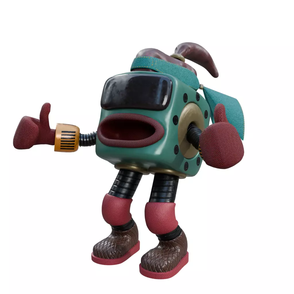Cube Head Robot Low-poly 3D model_6