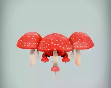 Red mushrooms with white spots 3D Model
