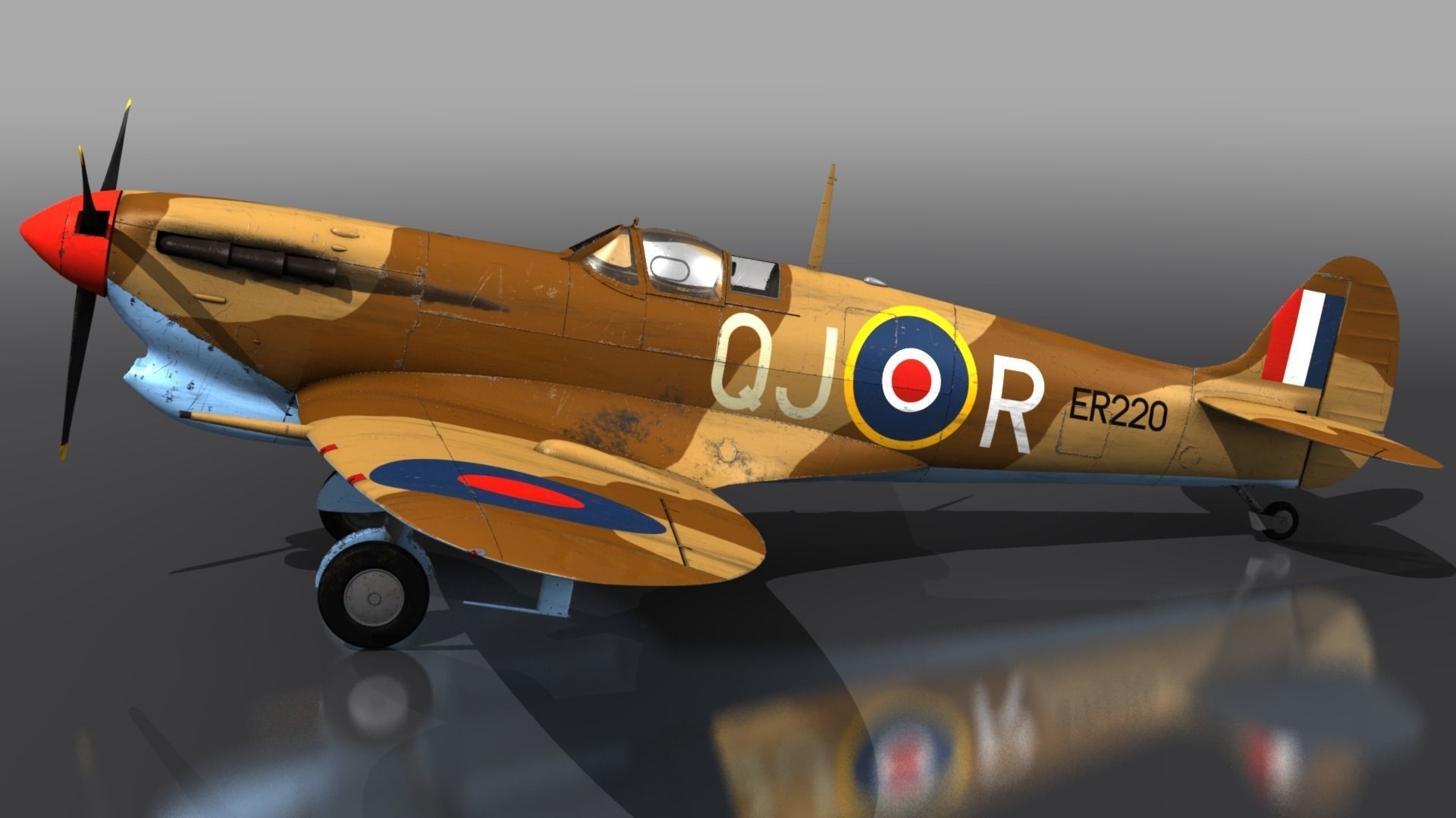 SPITFIRE MK VB TROP 92nd Squadron Low-poly 3D model_7