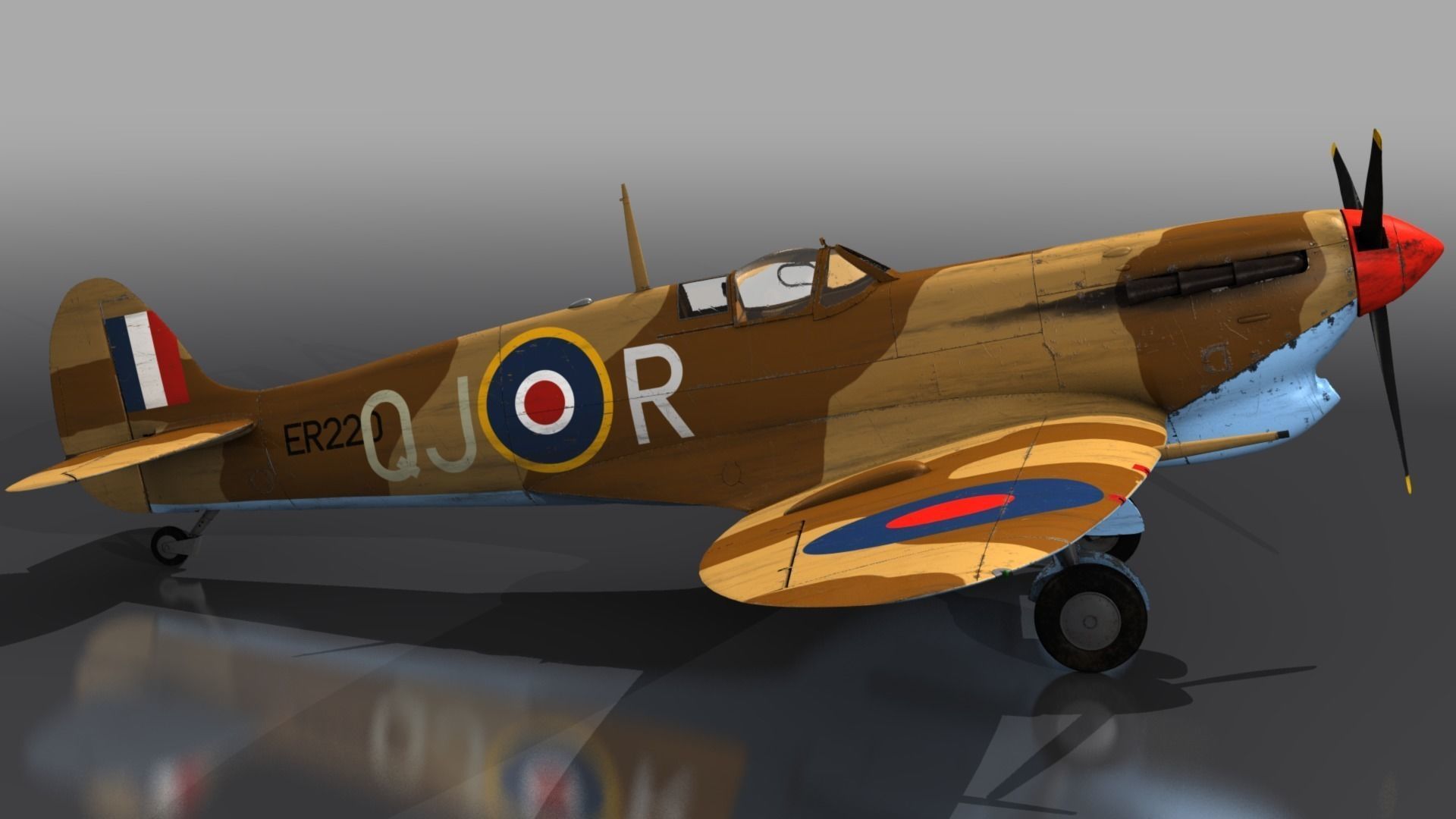 SPITFIRE MK VB TROP 92nd Squadron Low-poly 3D model_6