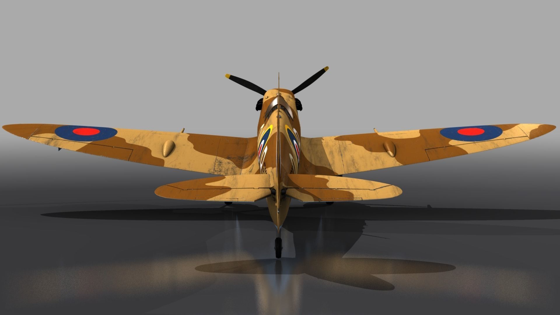 SPITFIRE MK VB TROP 92nd Squadron Low-poly 3D model_11