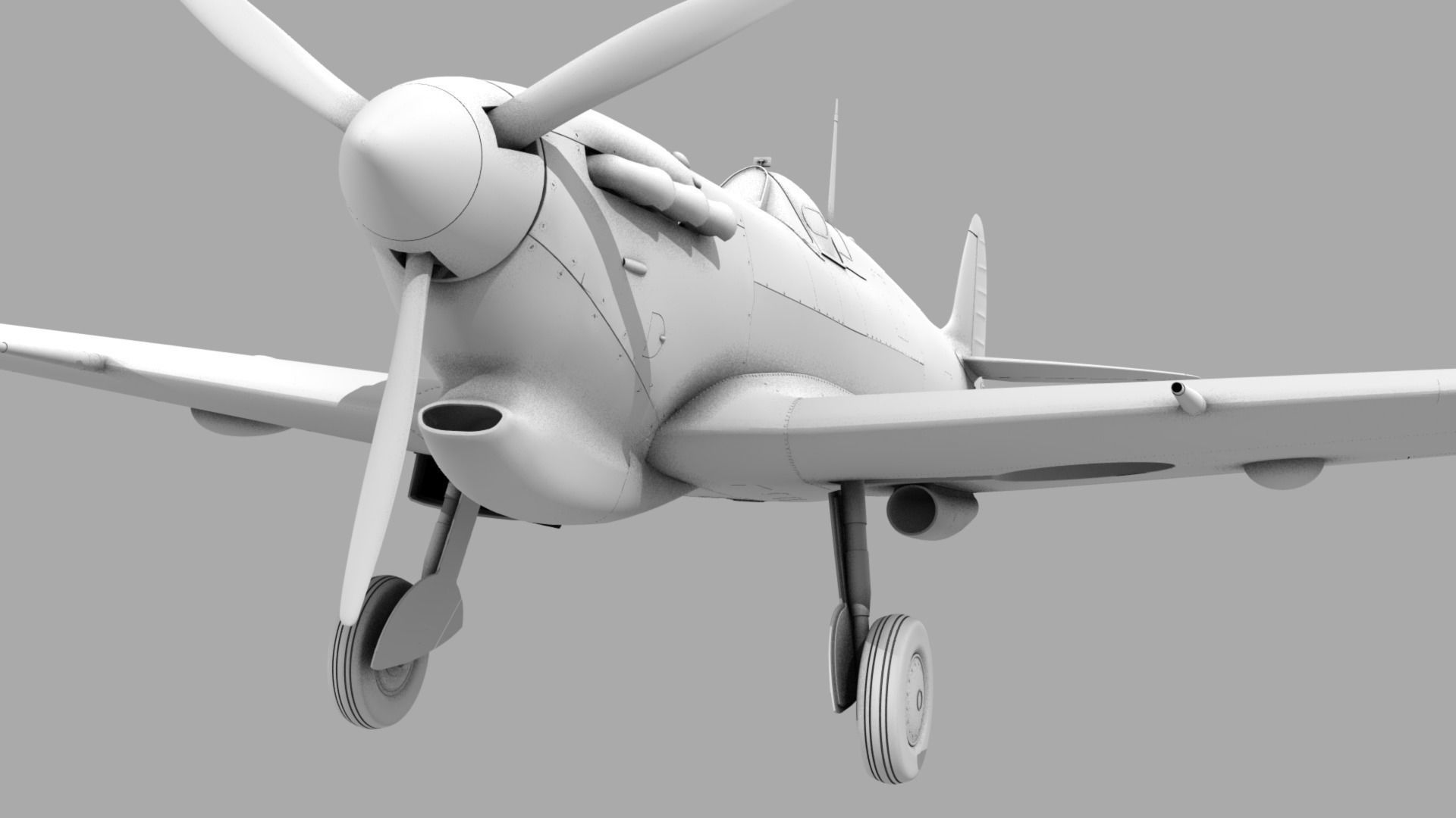 SPITFIRE MK VB TROP 92nd Squadron Low-poly 3D model_20