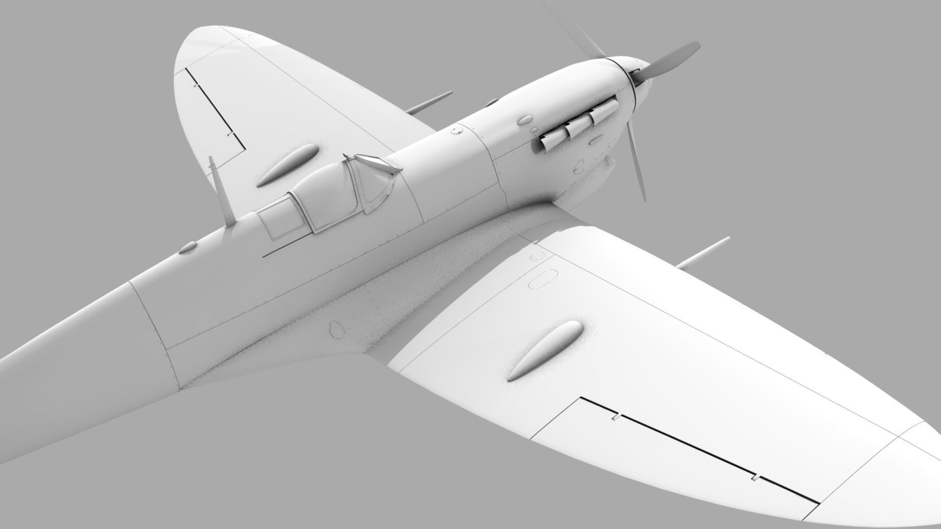 SPITFIRE MK VB TROP 92nd Squadron Low-poly 3D model_17