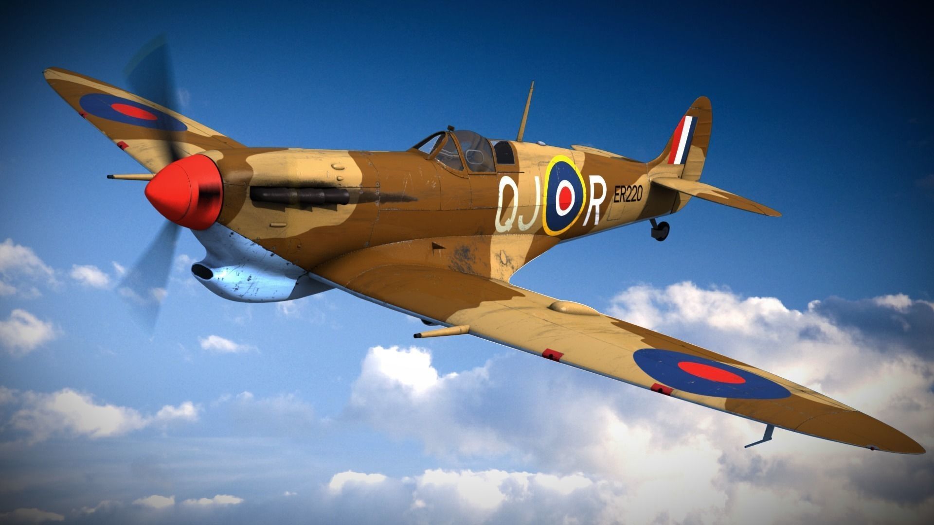 SPITFIRE MK VB TROP 92nd Squadron Low-poly 3D model_0