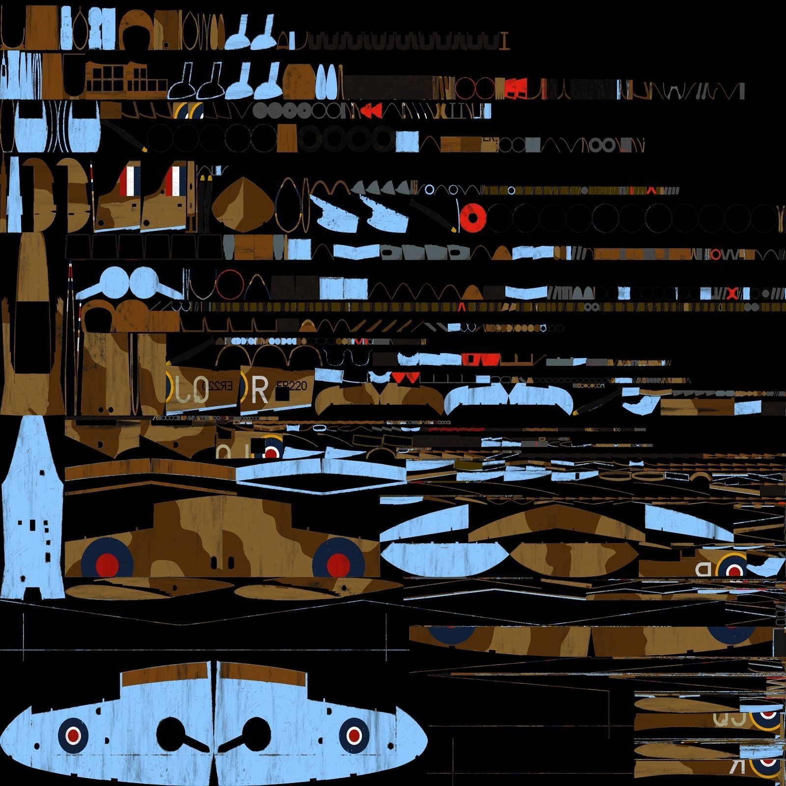 SPITFIRE MK VB TROP 92nd Squadron Low-poly 3D model_31