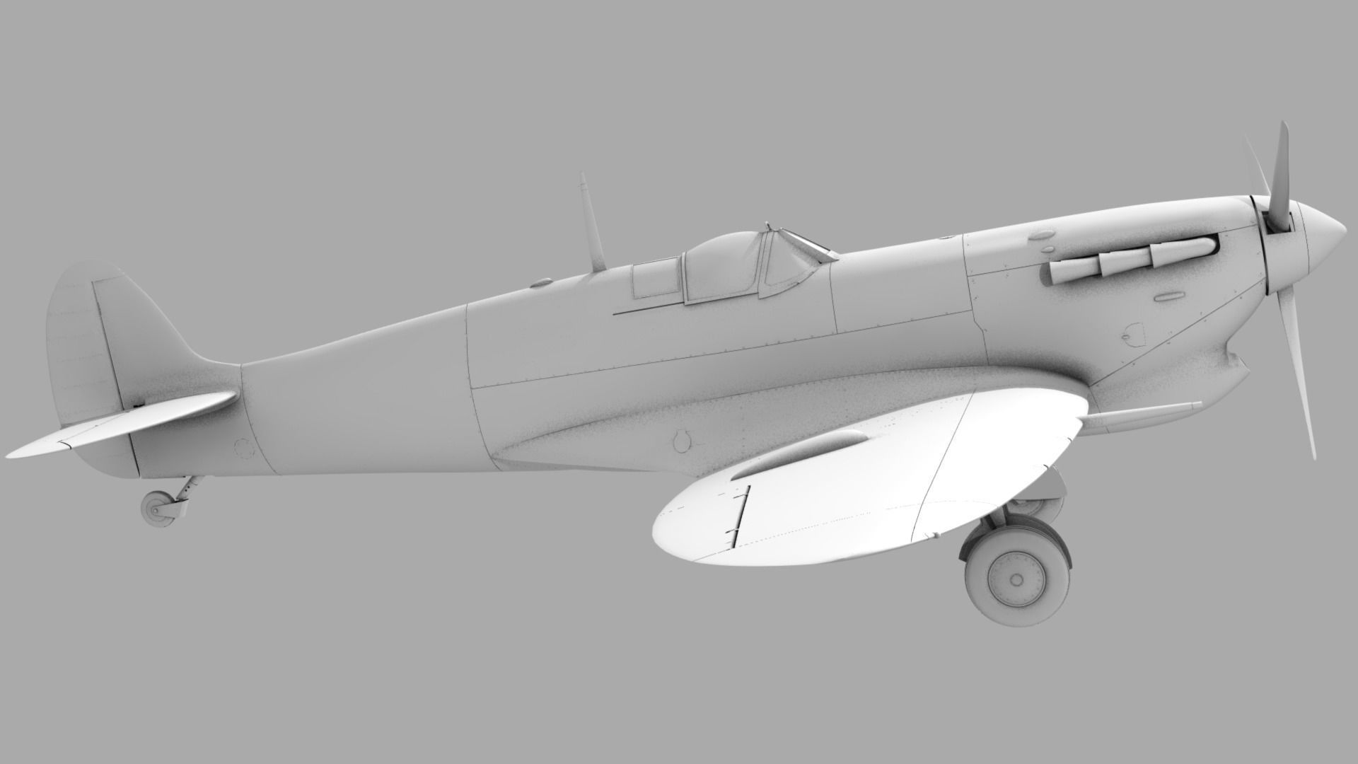 SPITFIRE MK VB TROP 92nd Squadron Low-poly 3D model_18