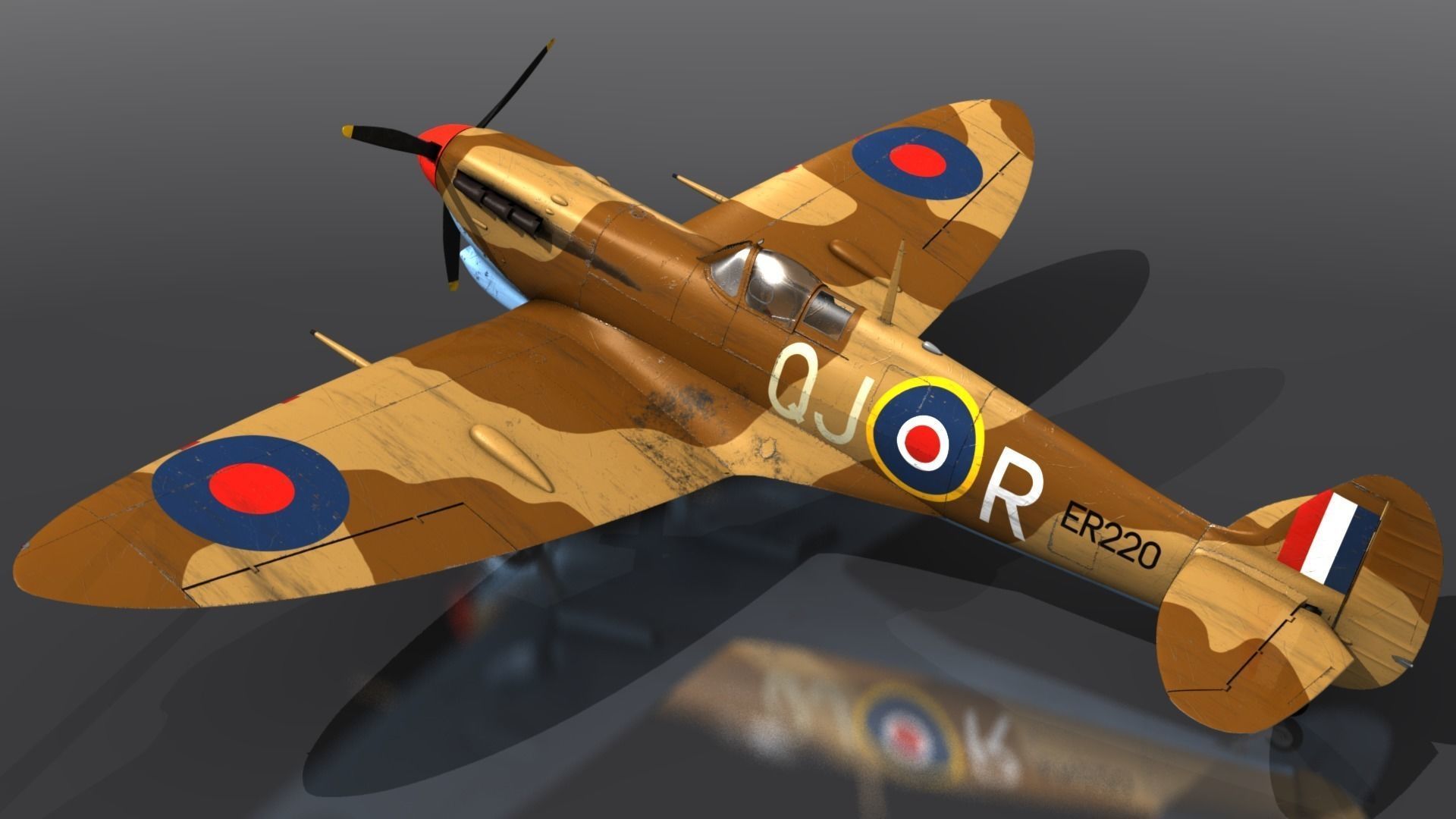 SPITFIRE MK VB TROP 92nd Squadron Low-poly 3D model_5