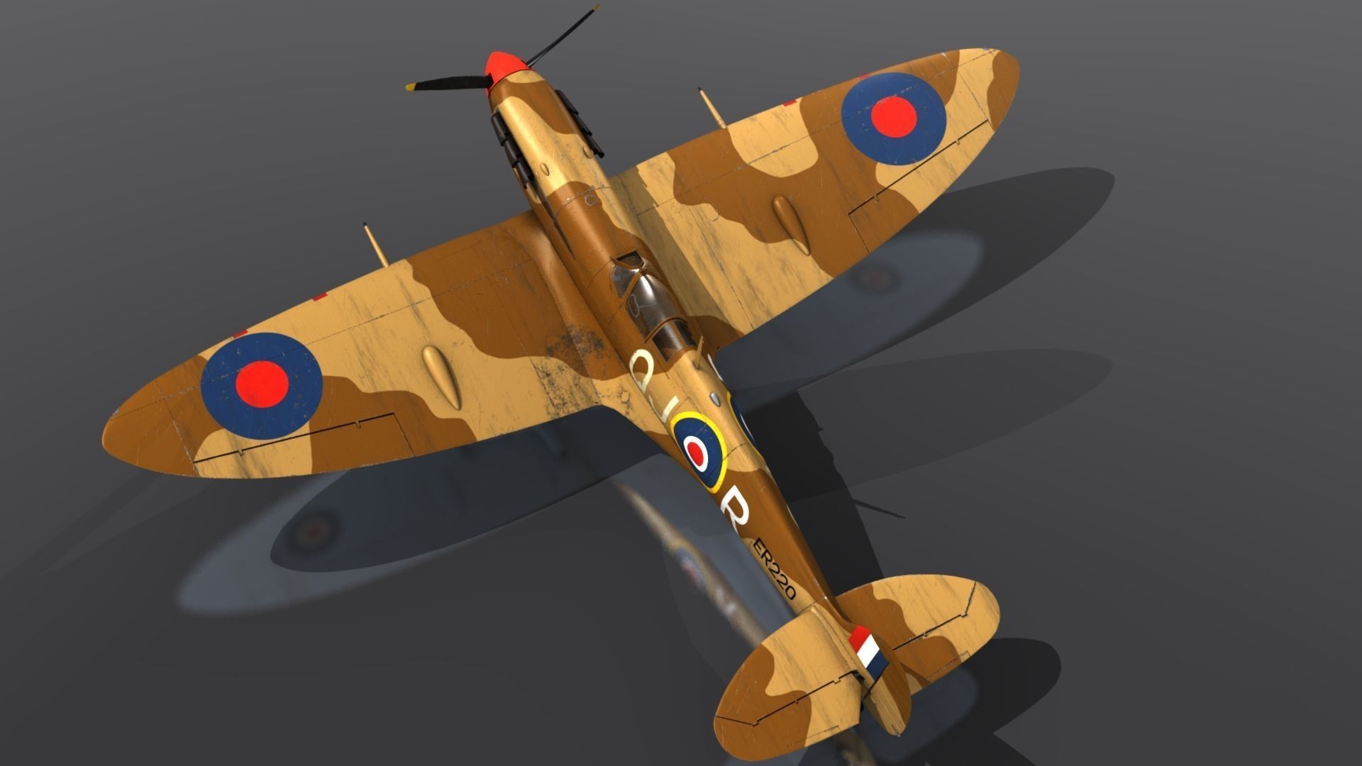 SPITFIRE MK VB TROP 92nd Squadron Low-poly 3D model_12
