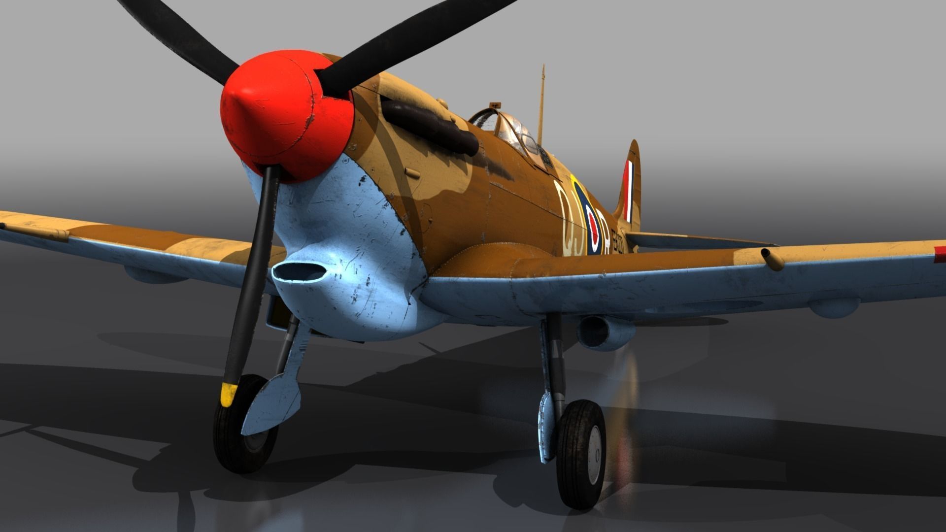 SPITFIRE MK VB TROP 92nd Squadron Low-poly 3D model_8