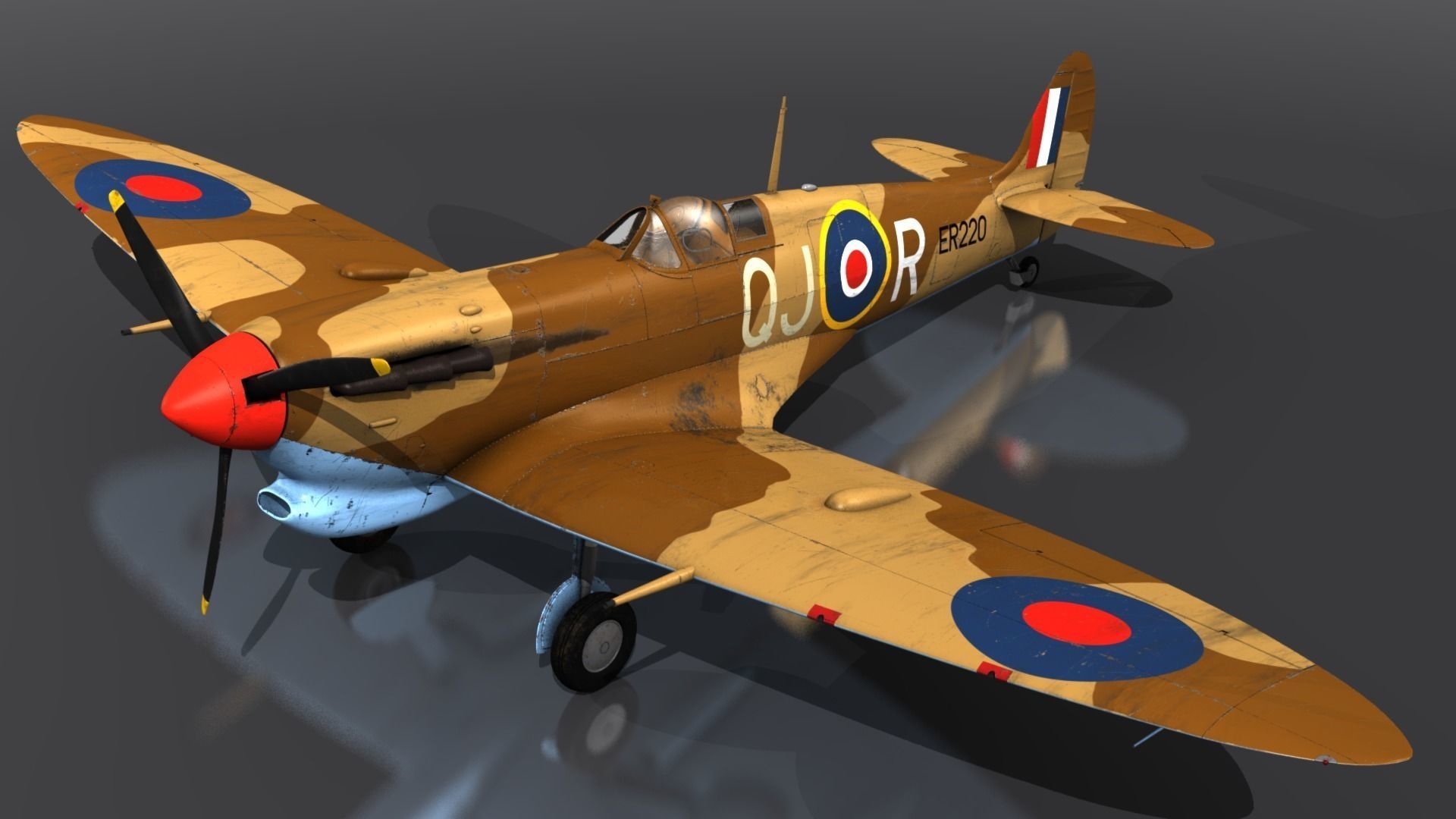 SPITFIRE MK VB TROP 92nd Squadron Low-poly 3D model_3
