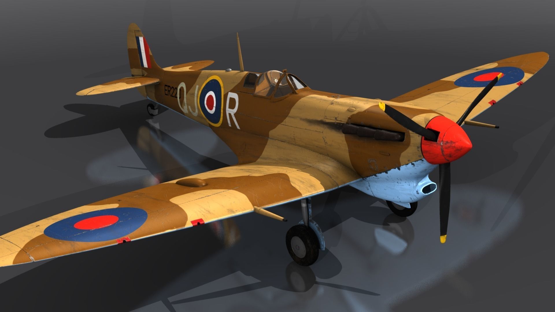 SPITFIRE MK VB TROP 92nd Squadron Low-poly 3D model_4