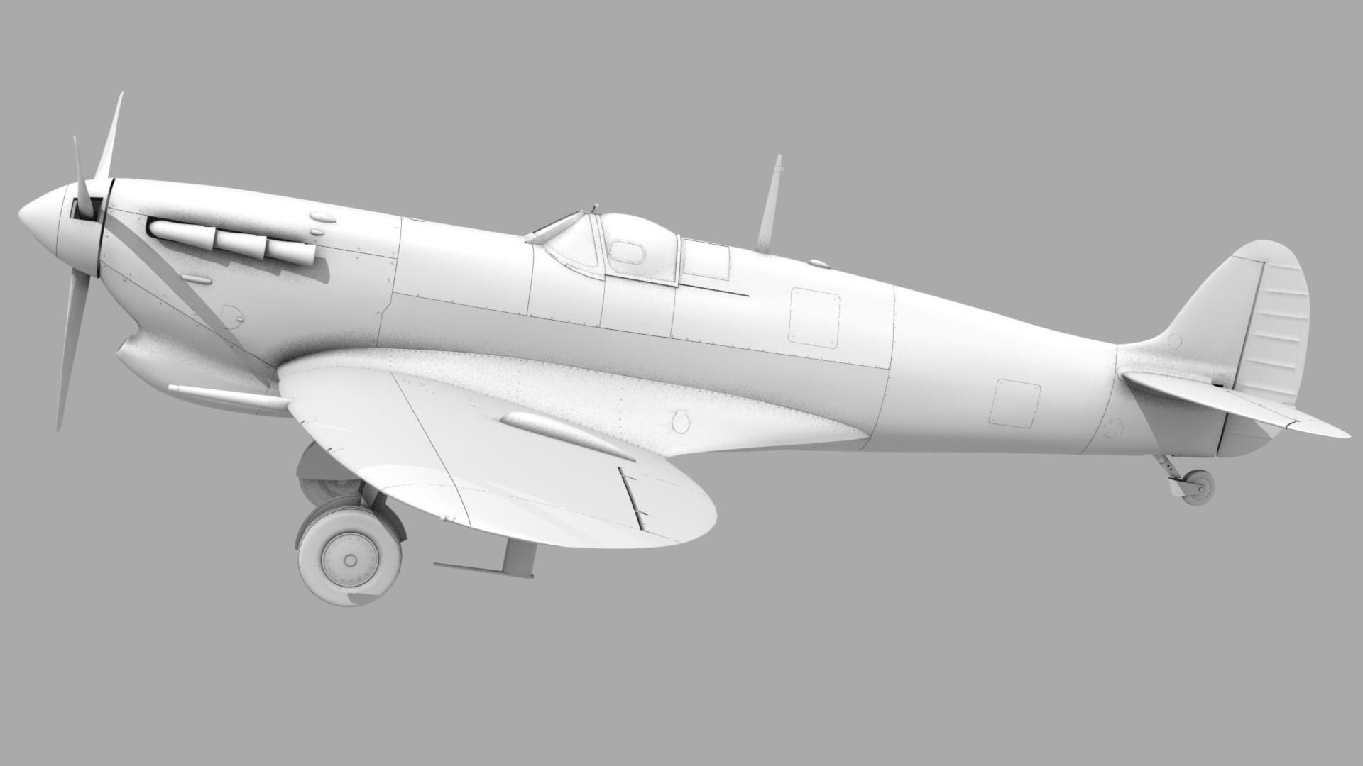 SPITFIRE MK VB TROP 92nd Squadron Low-poly 3D model_19