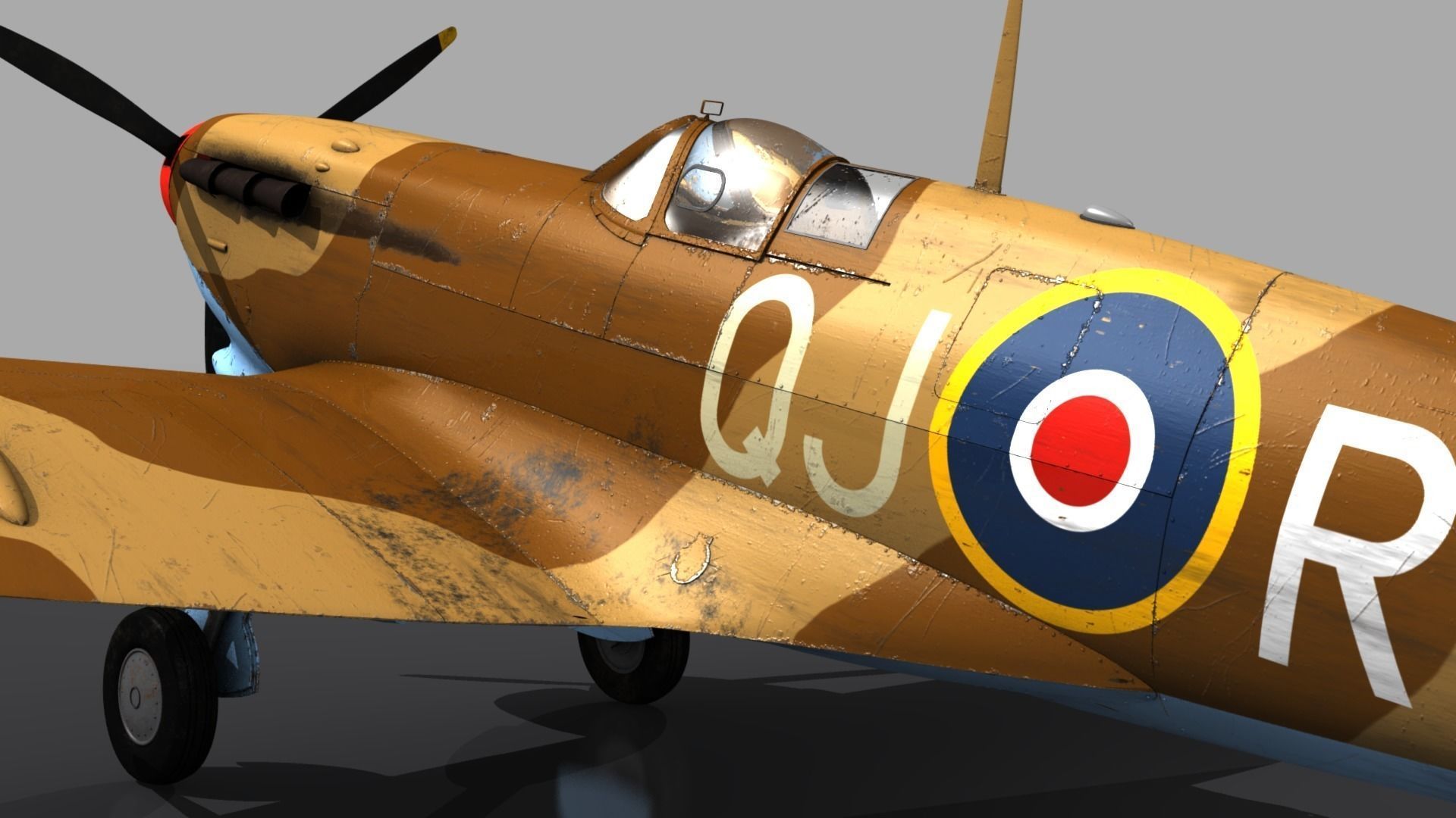SPITFIRE MK VB TROP 92nd Squadron Low-poly 3D model_13