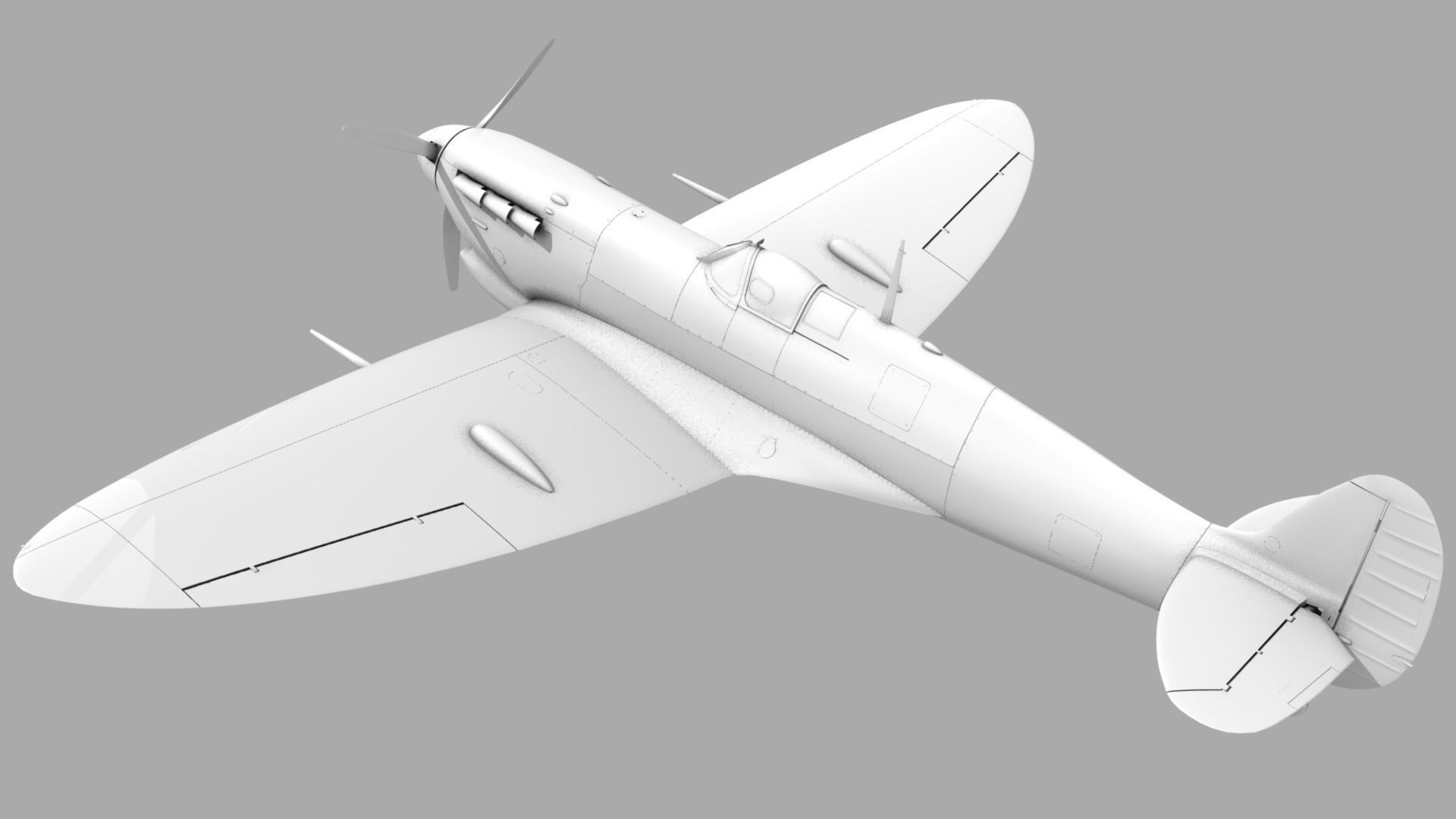 SPITFIRE MK VB TROP 92nd Squadron Low-poly 3D model_16