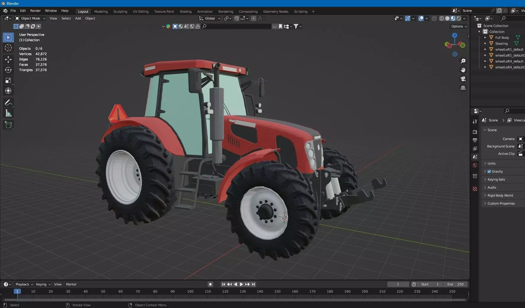Farm Tractor X2 4115M 3D Model Low-poly 3D model_10