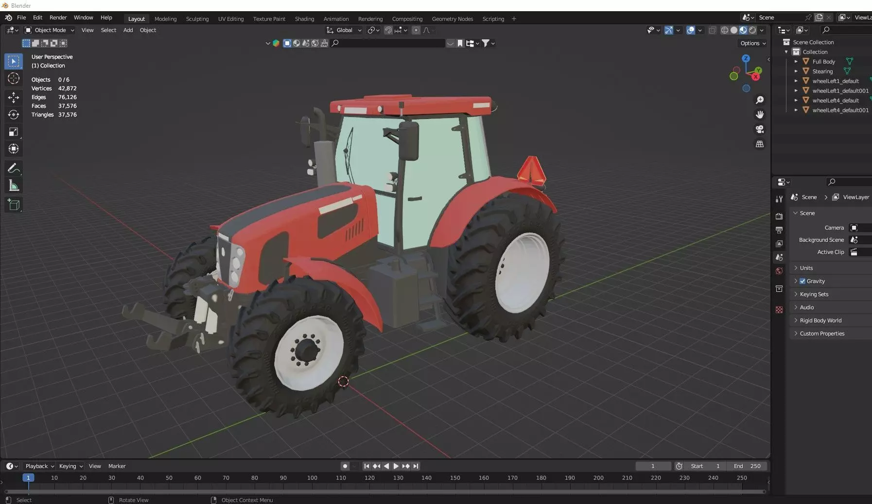 Farm Tractor X2 4115M 3D Model Low-poly 3D model_13