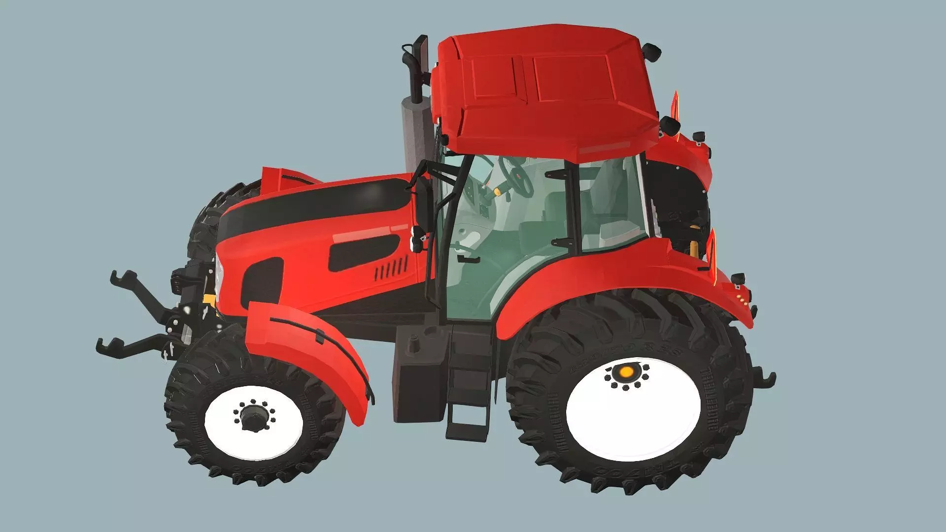 Farm Tractor X2 4115M 3D Model Low-poly 3D model_4