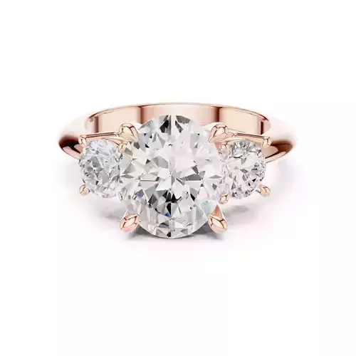 Three Stone Oval and Round Diamond Engagement Ring 3DM STL Video