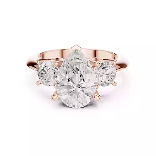 Three Stone Pear and Round Diamond Engagement Ring 3DM STL Video
