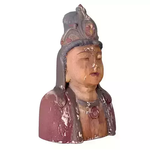 Antique Quan-Yin Wooden Bust