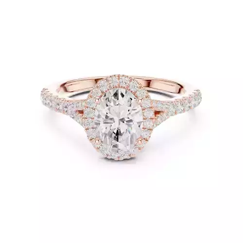 1CT Oval Cut Halo Round Pave Shank Wedding Ring 3DM STL Video 3D print model