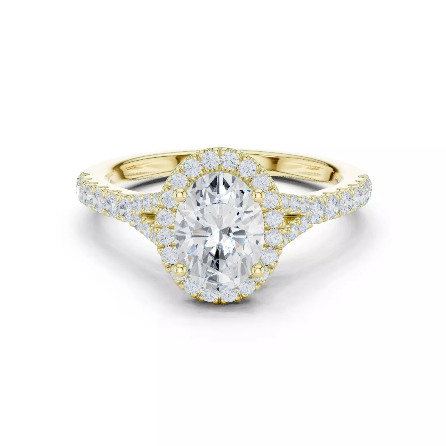 1CT Oval Cut Halo Round Pave Shank Wedding Ring 3DM STL Video 3D print model_13