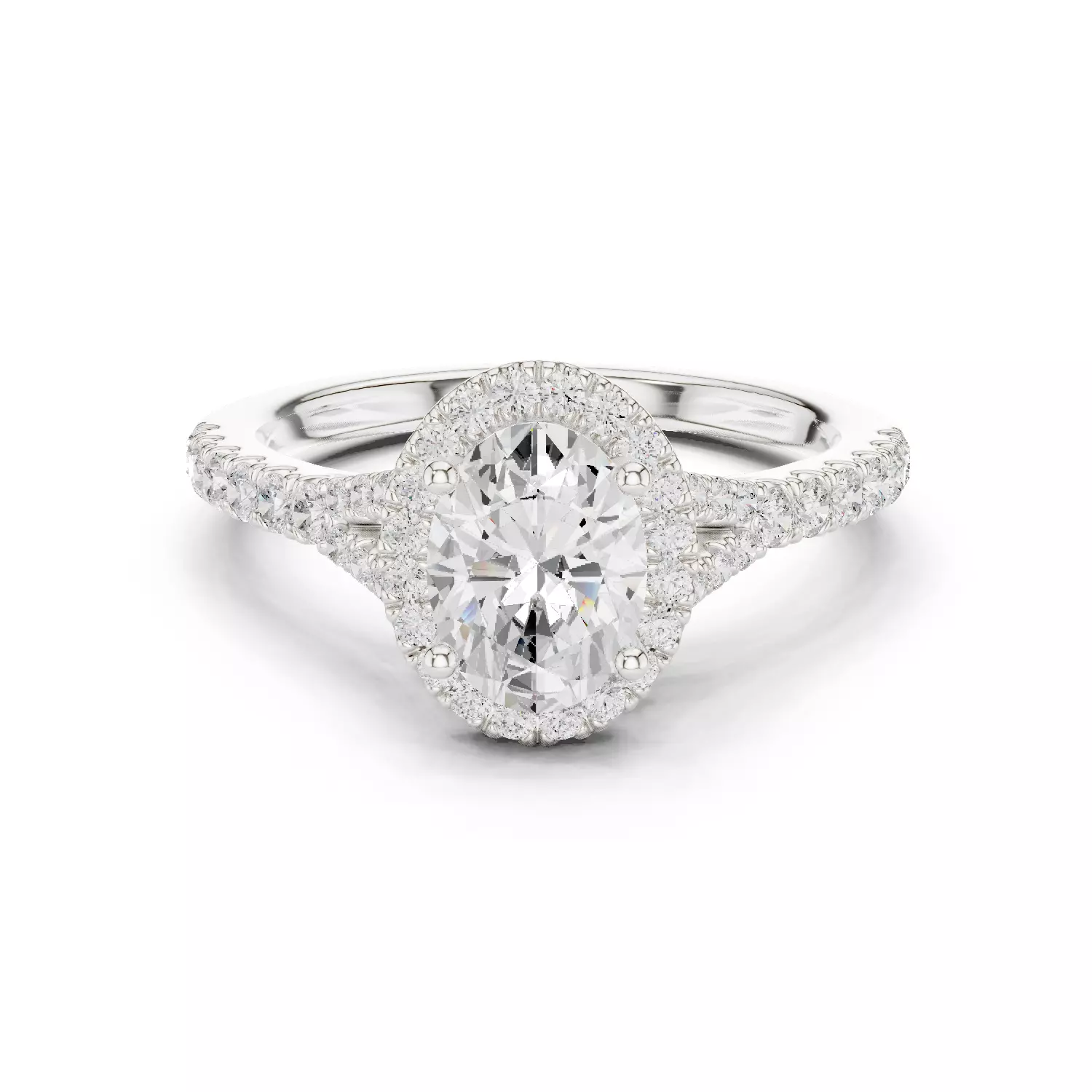 1CT Oval Cut Halo Round Pave Shank Wedding Ring 3DM STL Video 3D print model_14