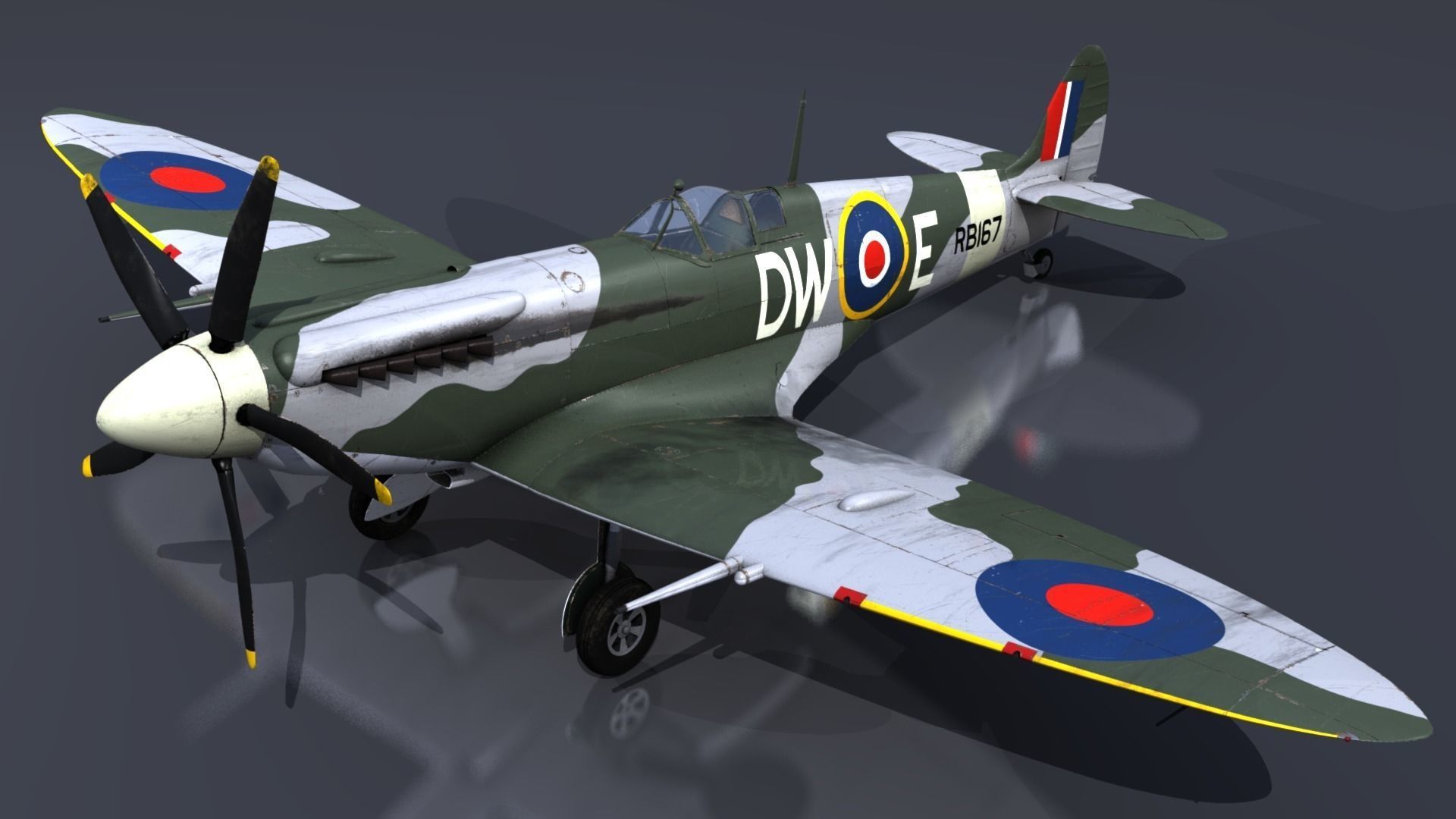SPITFIRE MK XIV 610th Squadron Low-poly 3D model_3