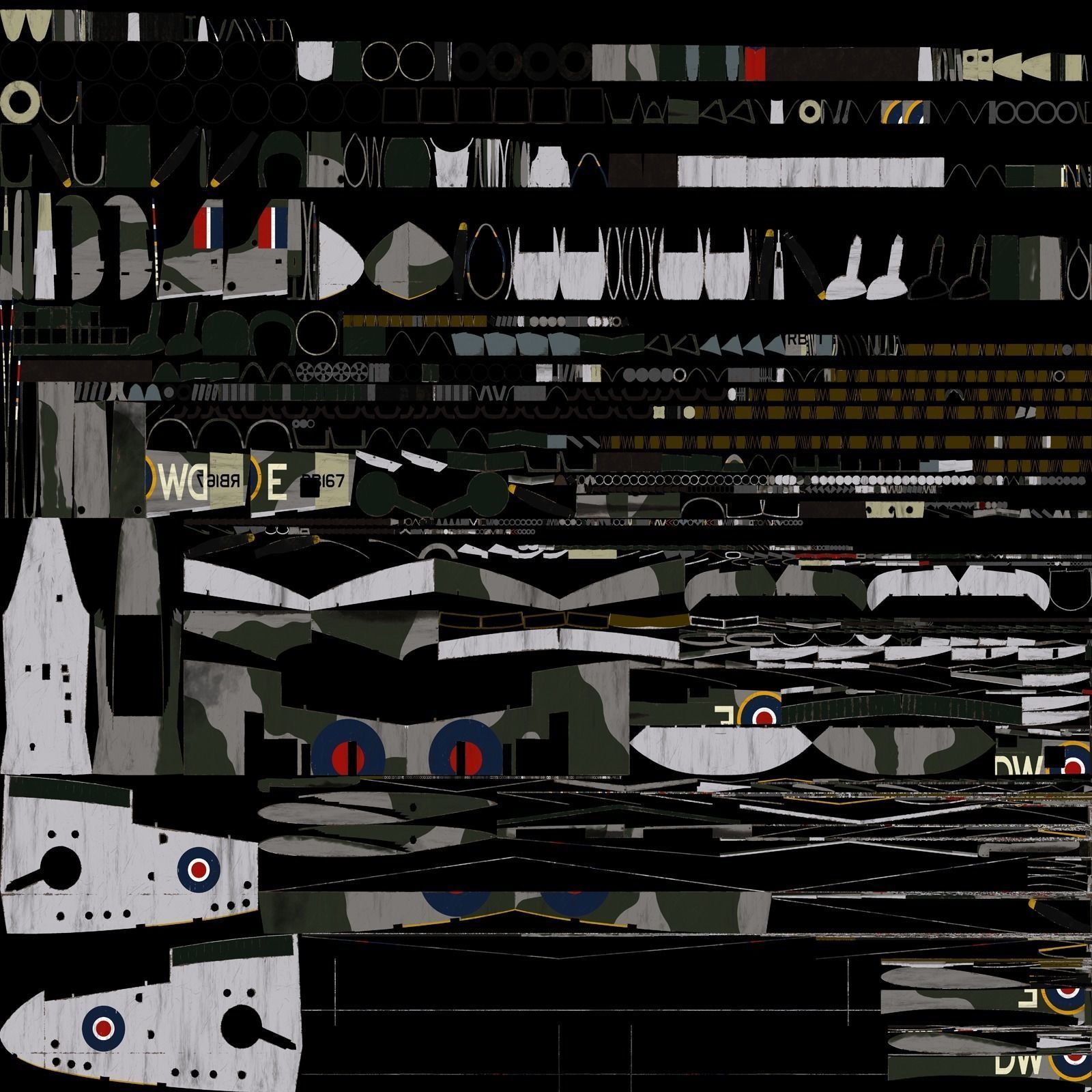 SPITFIRE MK XIV 610th Squadron Low-poly 3D model_31