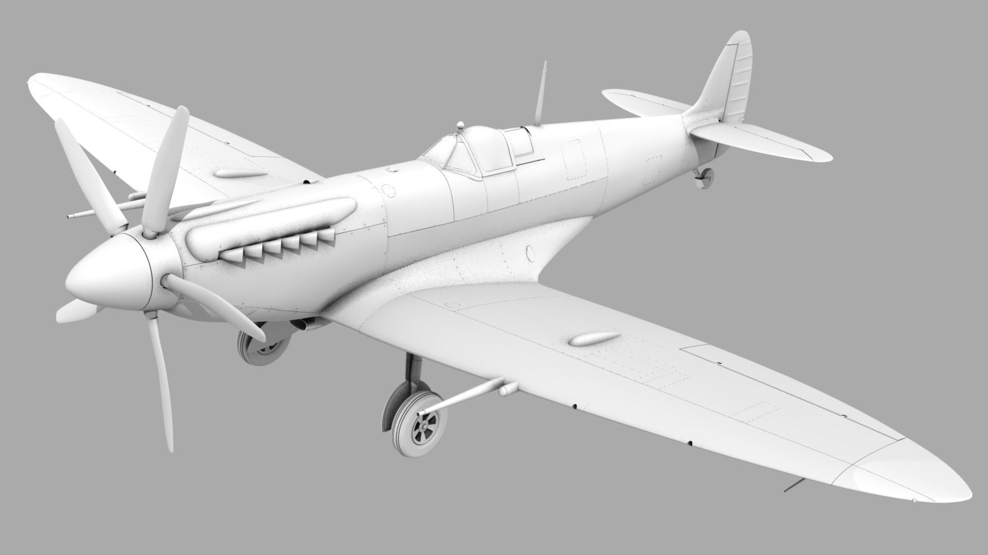 SPITFIRE MK XIV 610th Squadron Low-poly 3D model_15