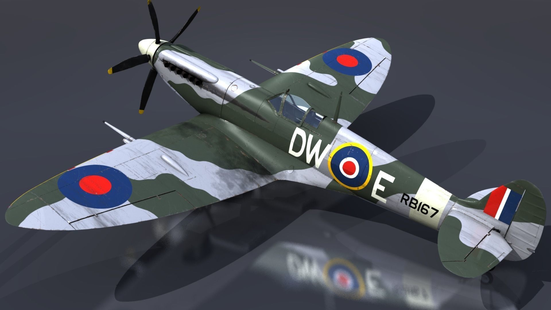 SPITFIRE MK XIV 610th Squadron Low-poly 3D model_5
