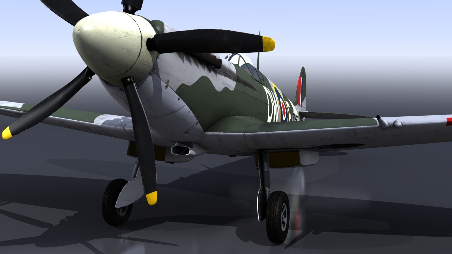 SPITFIRE MK XIV 610th Squadron Low-poly 3D model_11