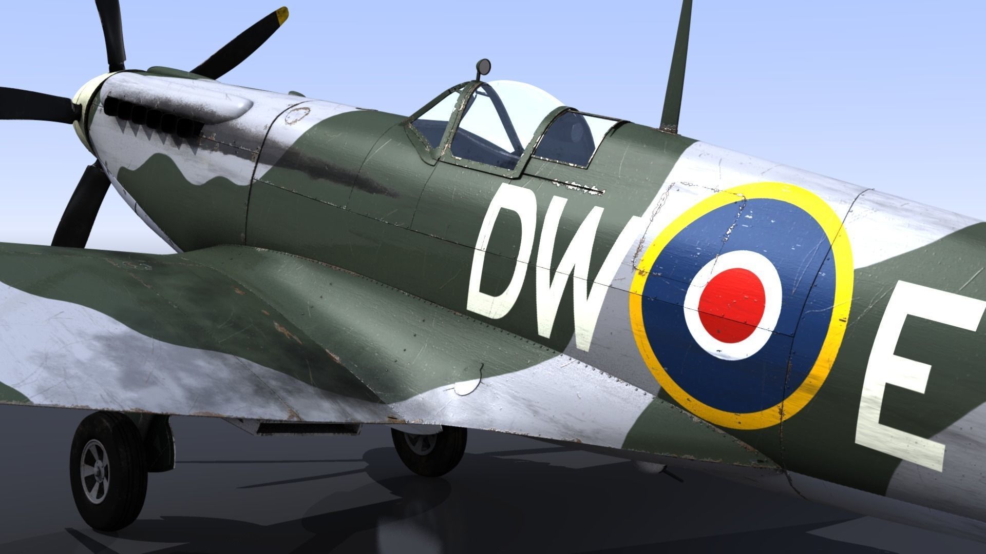 SPITFIRE MK XIV 610th Squadron Low-poly 3D model_13