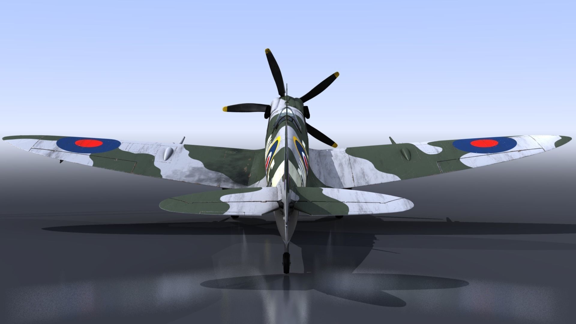 SPITFIRE MK XIV 610th Squadron Low-poly 3D model_9