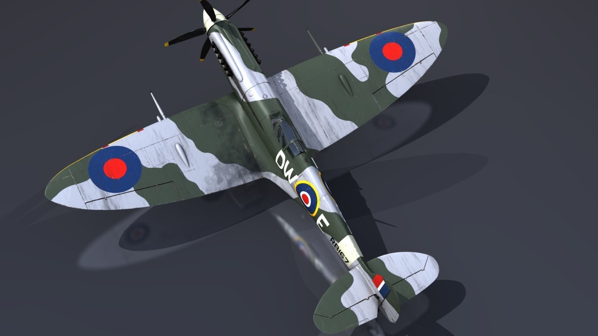 SPITFIRE MK XIV 610th Squadron Low-poly 3D model_12