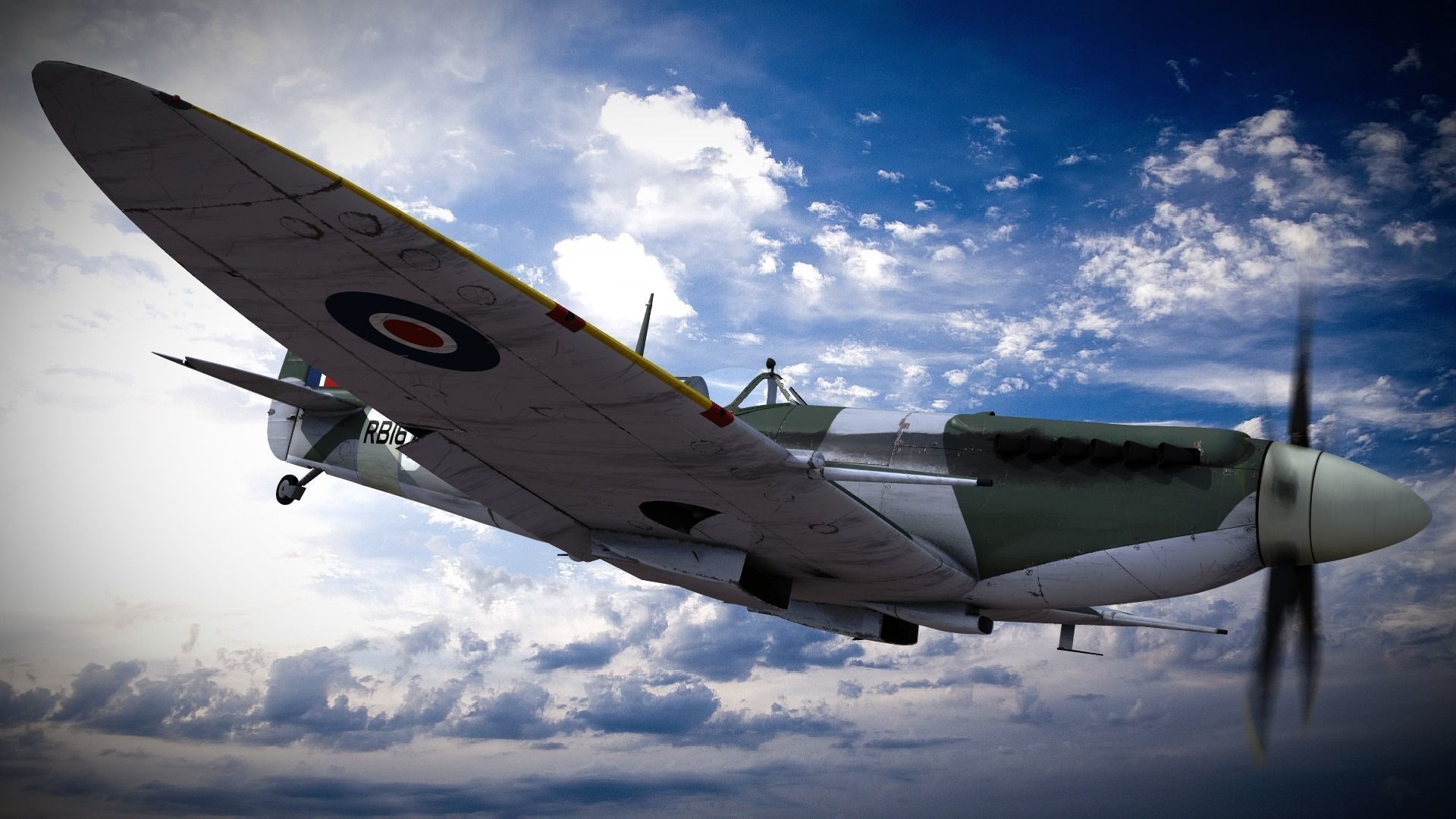 SPITFIRE MK XIV 610th Squadron Low-poly 3D model_0