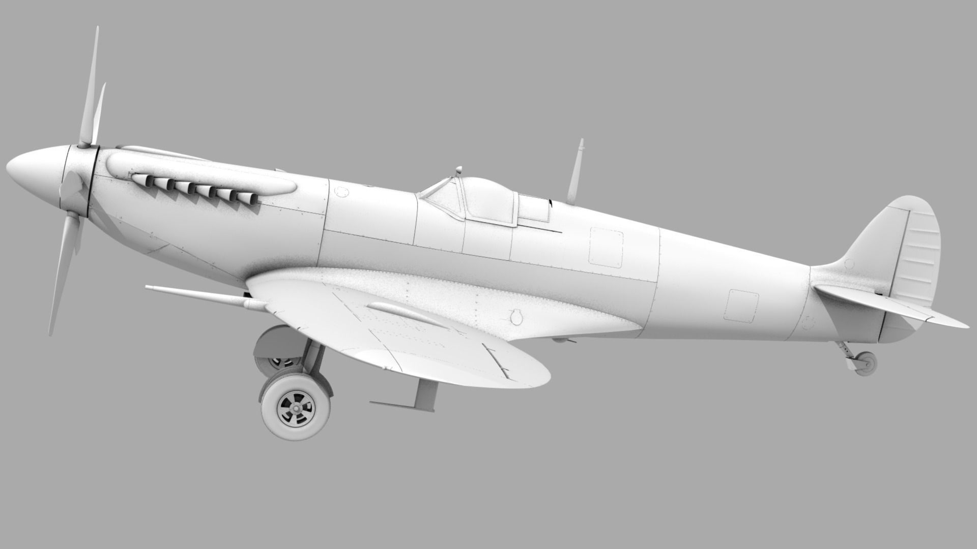 SPITFIRE MK XIV 610th Squadron Low-poly 3D model_19