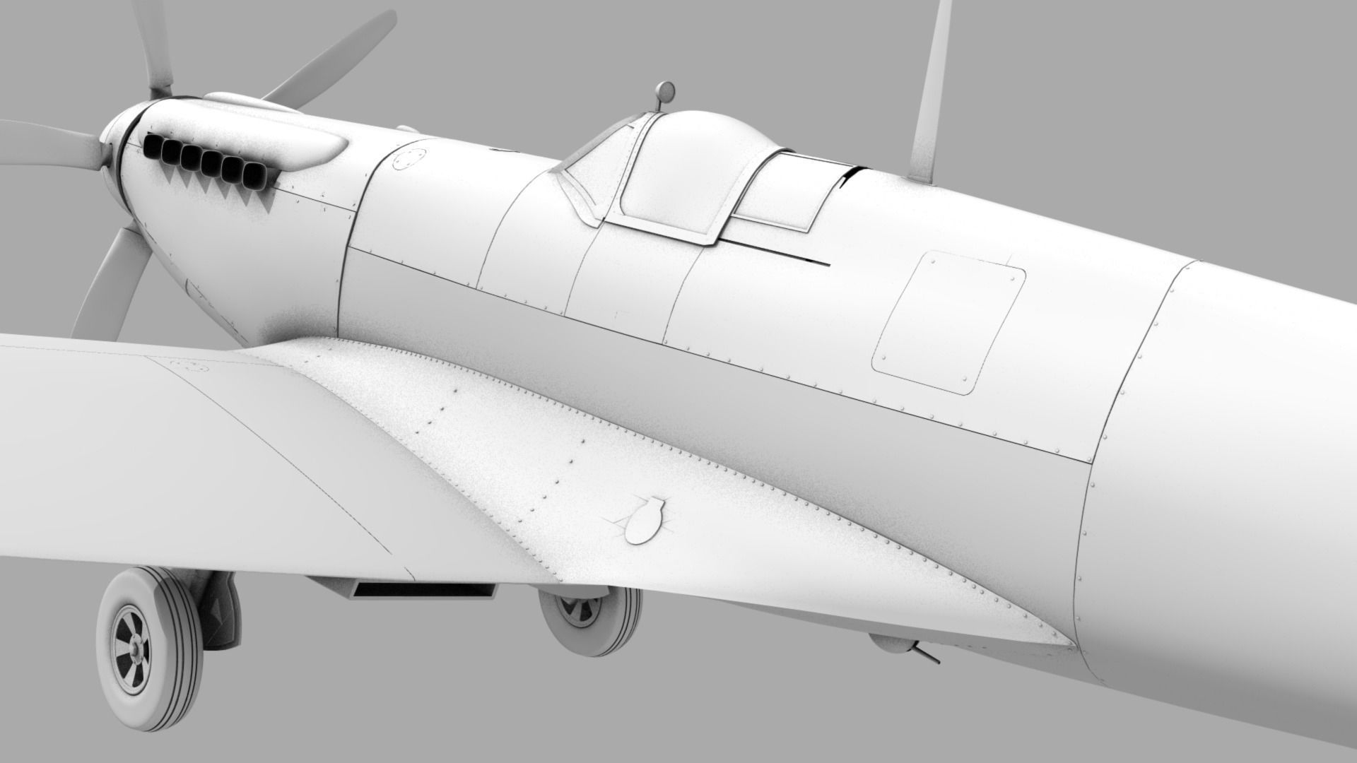 SPITFIRE MK XIV 610th Squadron Low-poly 3D model_22