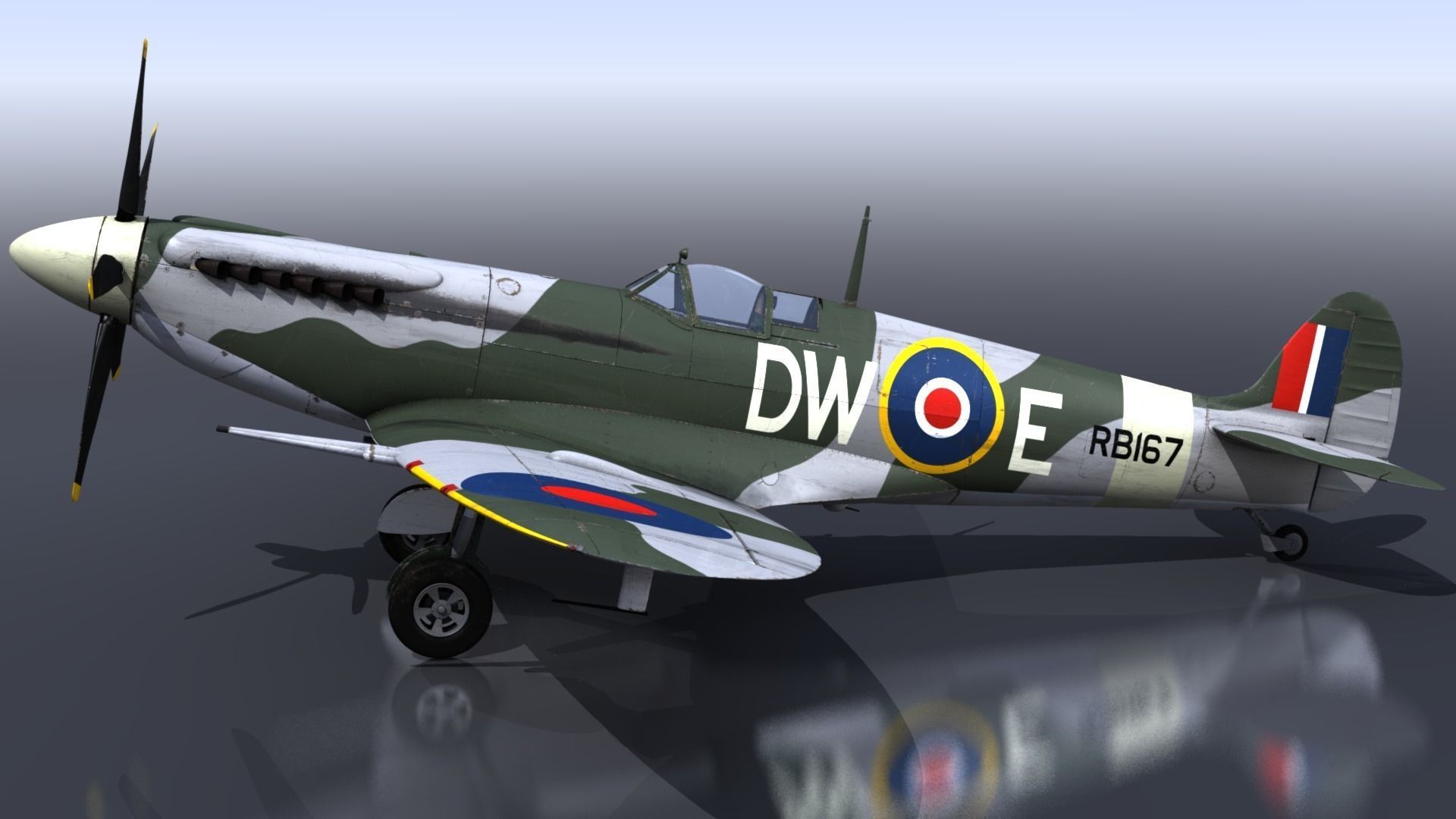 SPITFIRE MK XIV 610th Squadron Low-poly 3D model_7