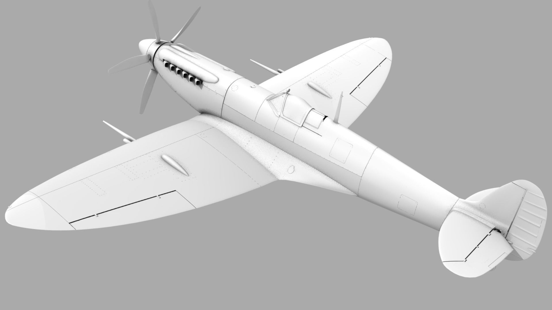 SPITFIRE MK XIV 610th Squadron Low-poly 3D model_14