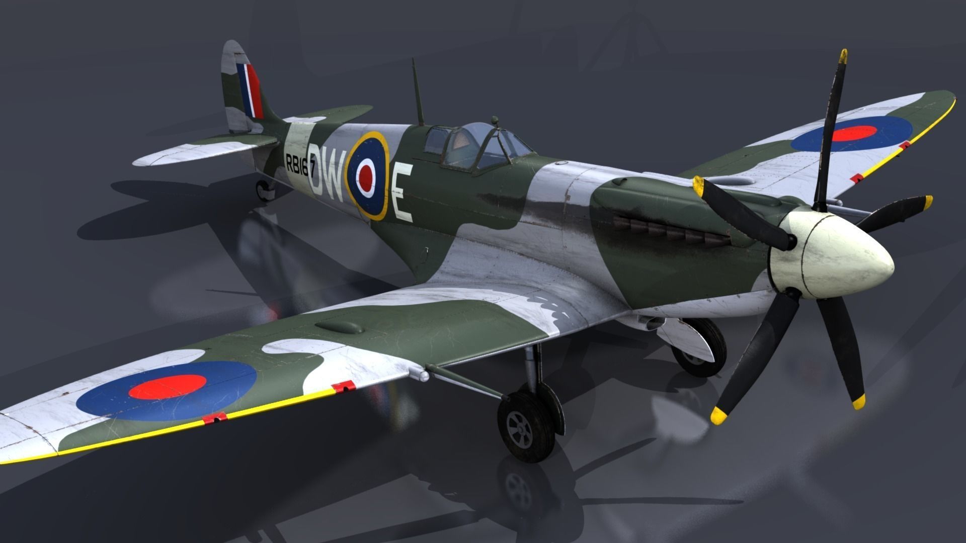 SPITFIRE MK XIV 610th Squadron Low-poly 3D model_4