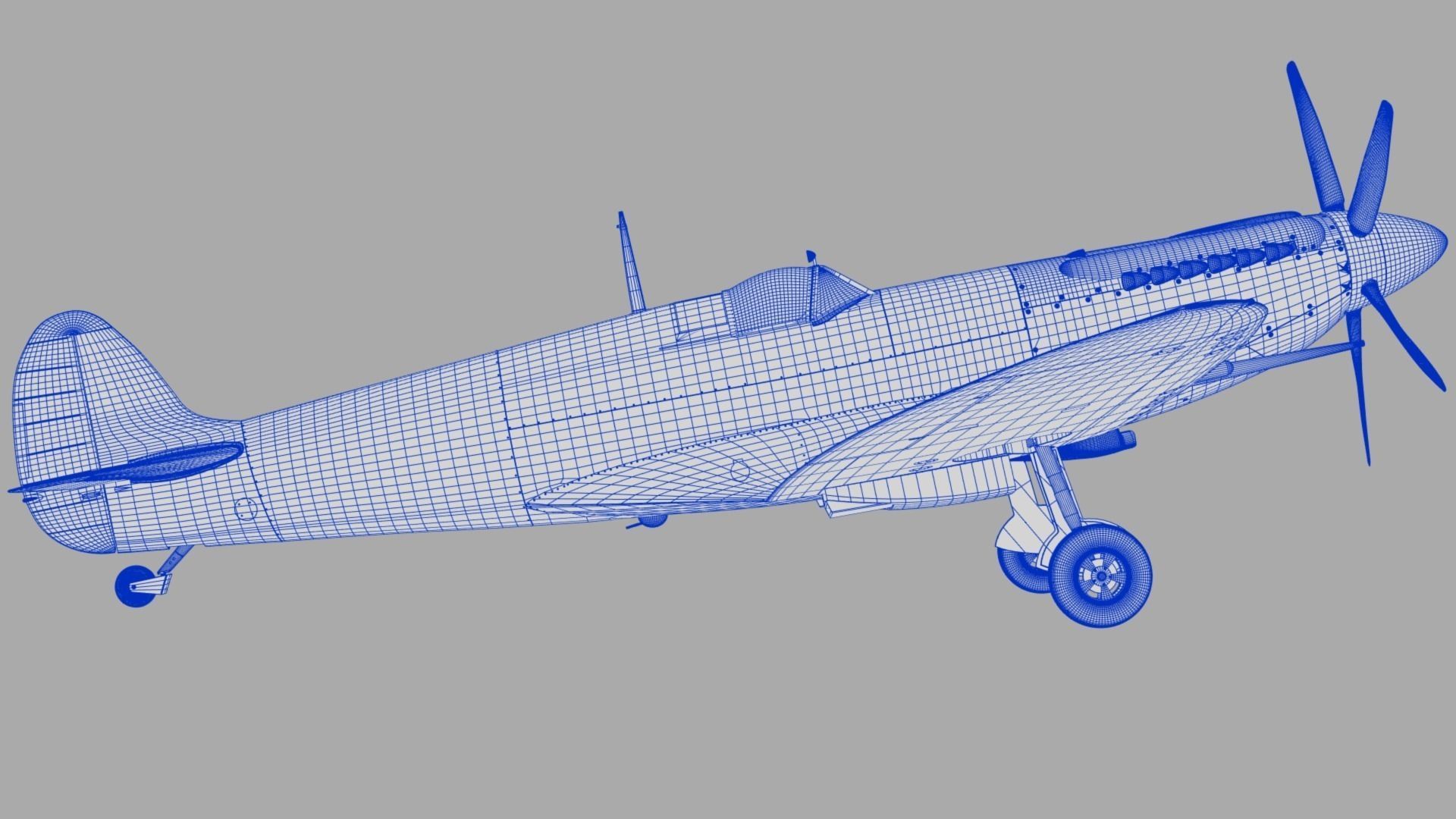 SPITFIRE MK XIV 610th Squadron Low-poly 3D model_26
