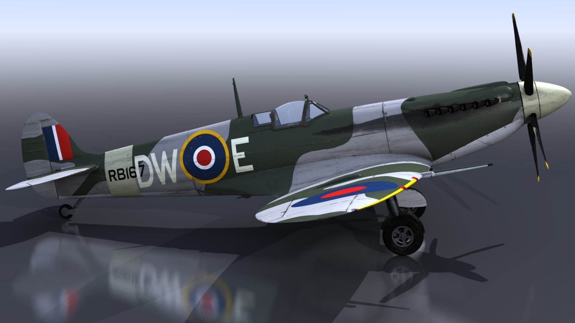 SPITFIRE MK XIV 610th Squadron Low-poly 3D model_6