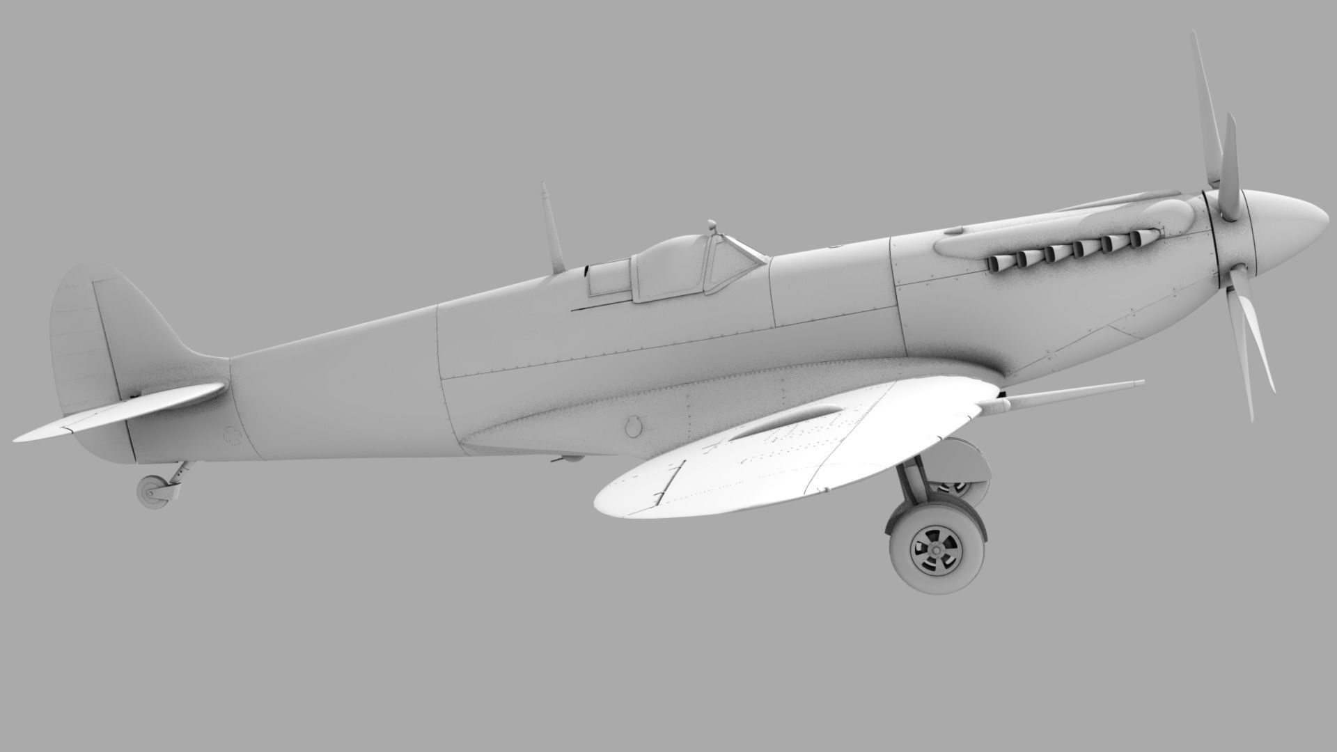 SPITFIRE MK XIV 610th Squadron Low-poly 3D model_17