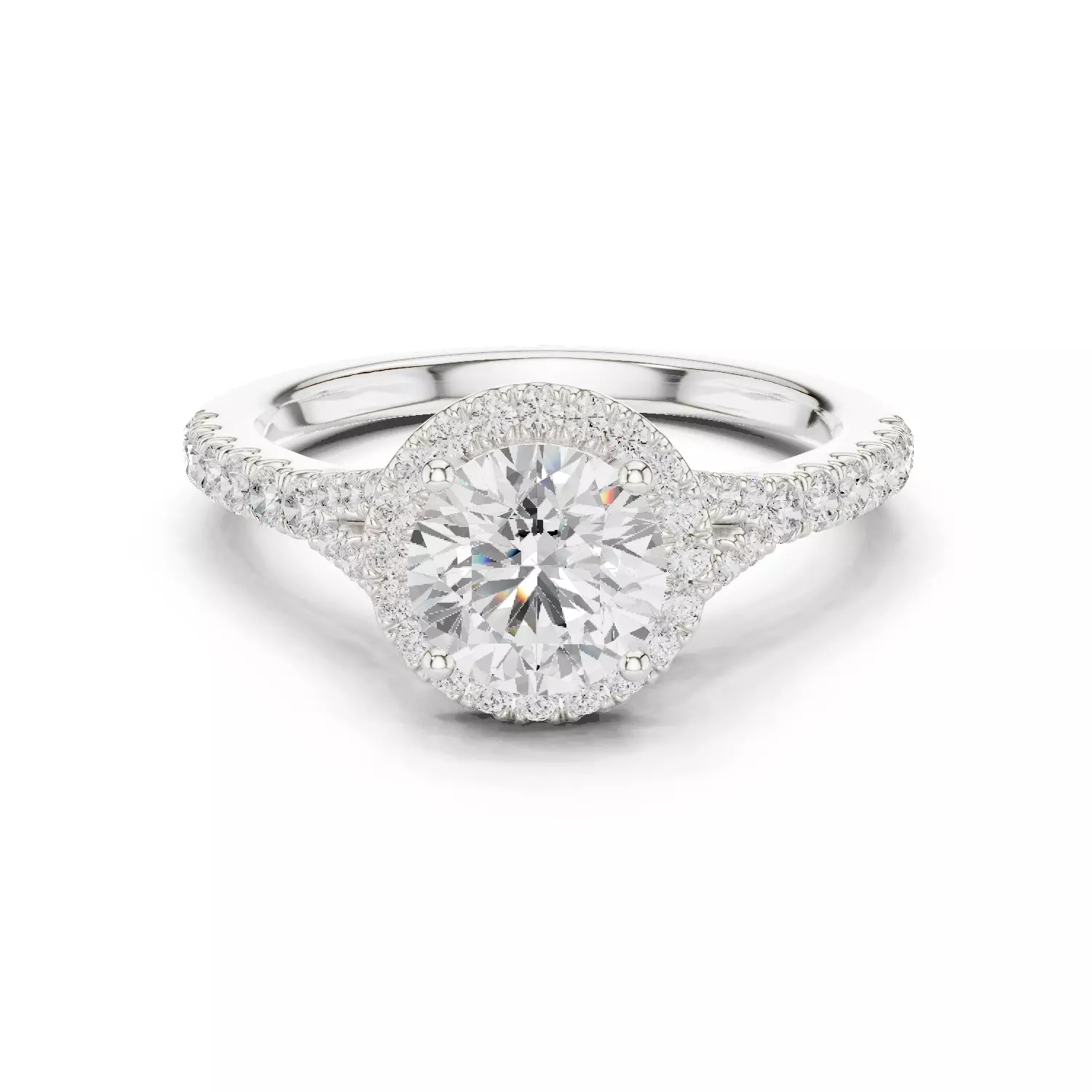 1CT Round Cut Halo Pave Shank Wedding Ring 3DM STL Video 3D print model_14