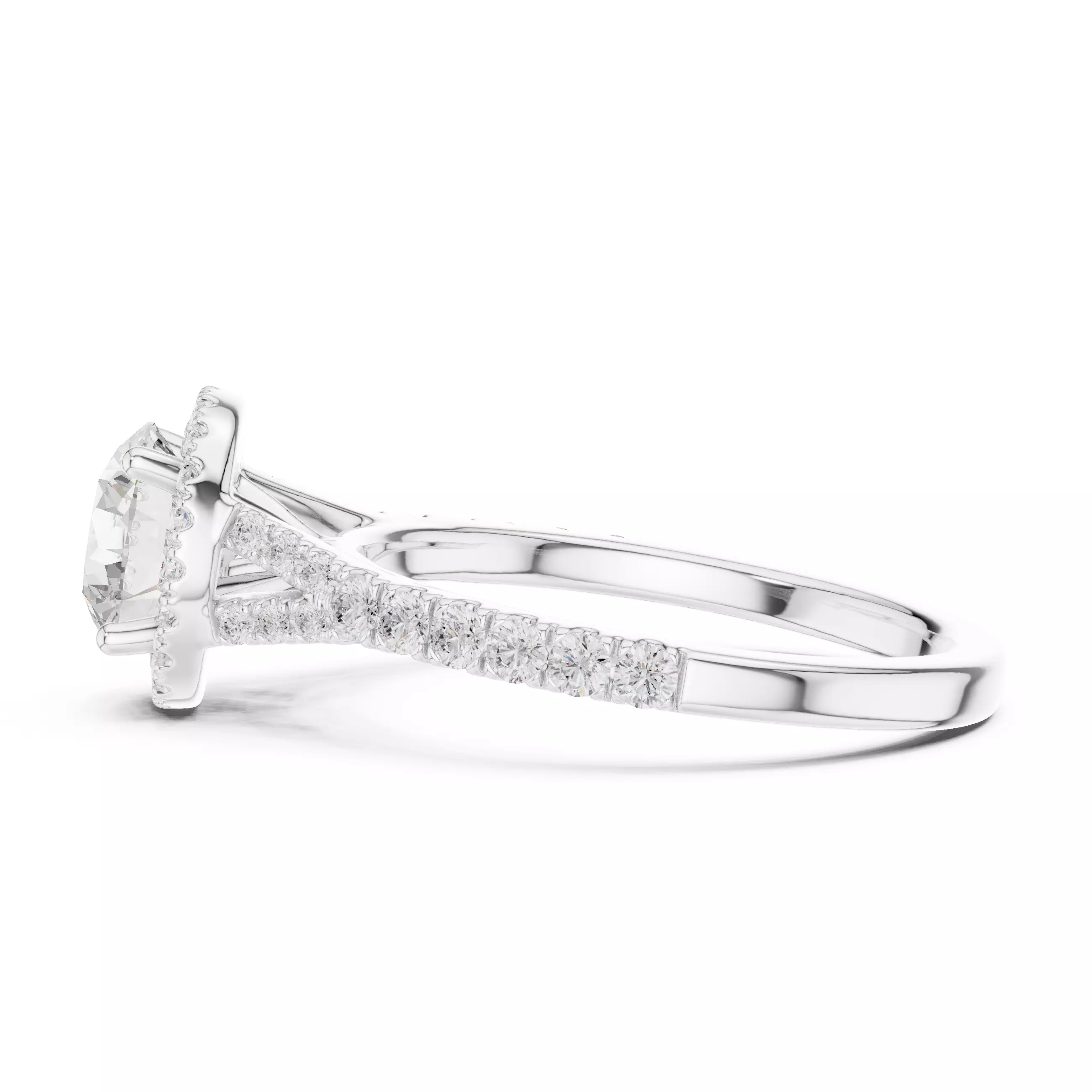 1CT Round Cut Halo Pave Shank Wedding Ring 3DM STL Video 3D print model_11